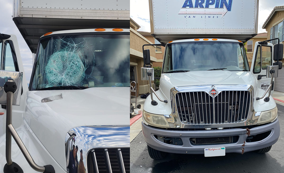 2016 International commercial truck windshield replacement before and after