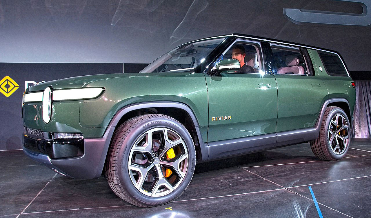 Rivian R1S SUV view of windshield and side windows