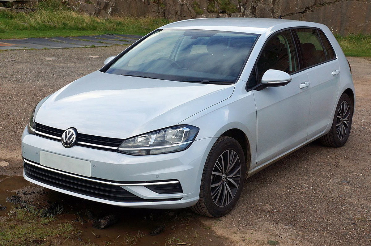 Volkswagen Golf hatchback windshield view