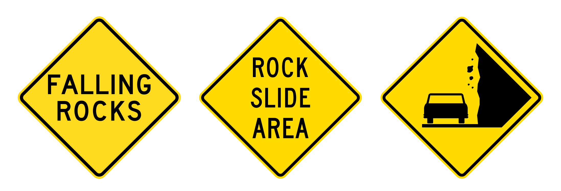 falling rock slide signs