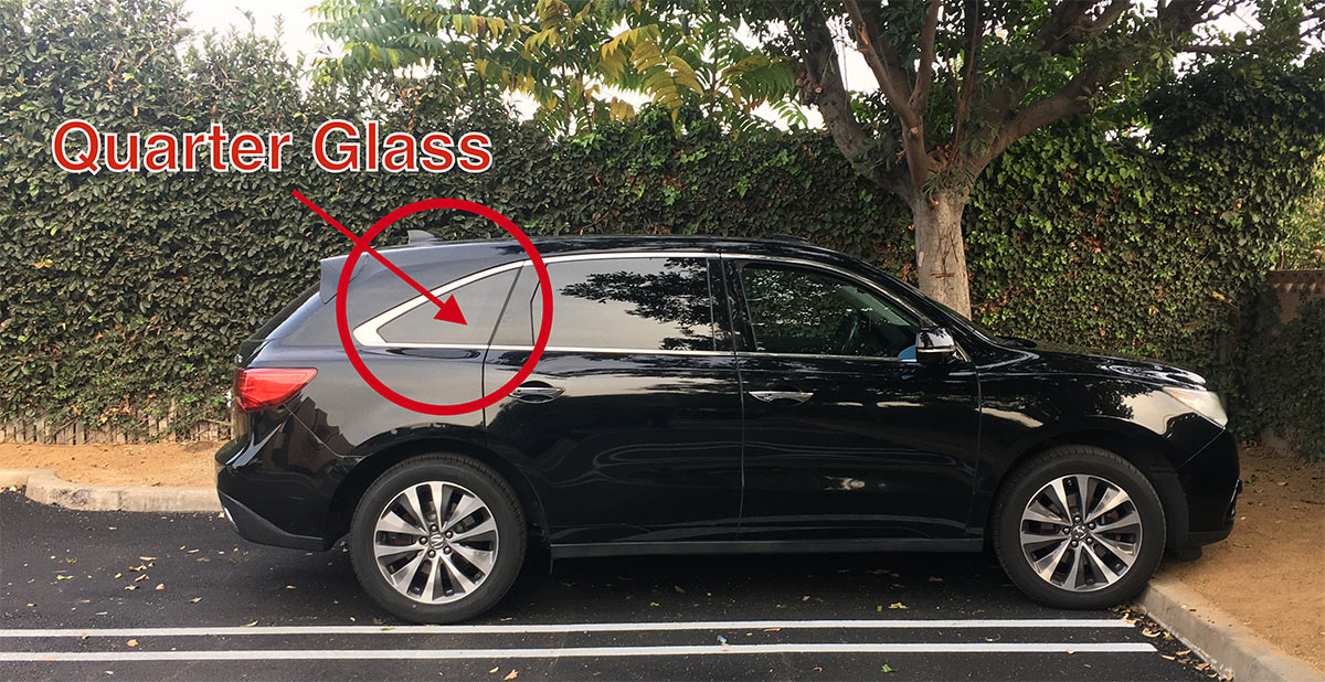 location of quarter glass on acura mdx